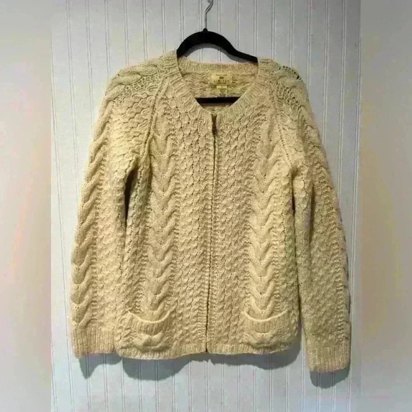 Vintage hand knit  fisherman wool zip sweater Sz. Small cottagecore classic GUC - Picture 1 of 8